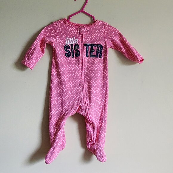 Carters Baby Girls Little Sister 2-Way Zip Cotton Sleep & Play Size 6 Months - Picture 3 of 6